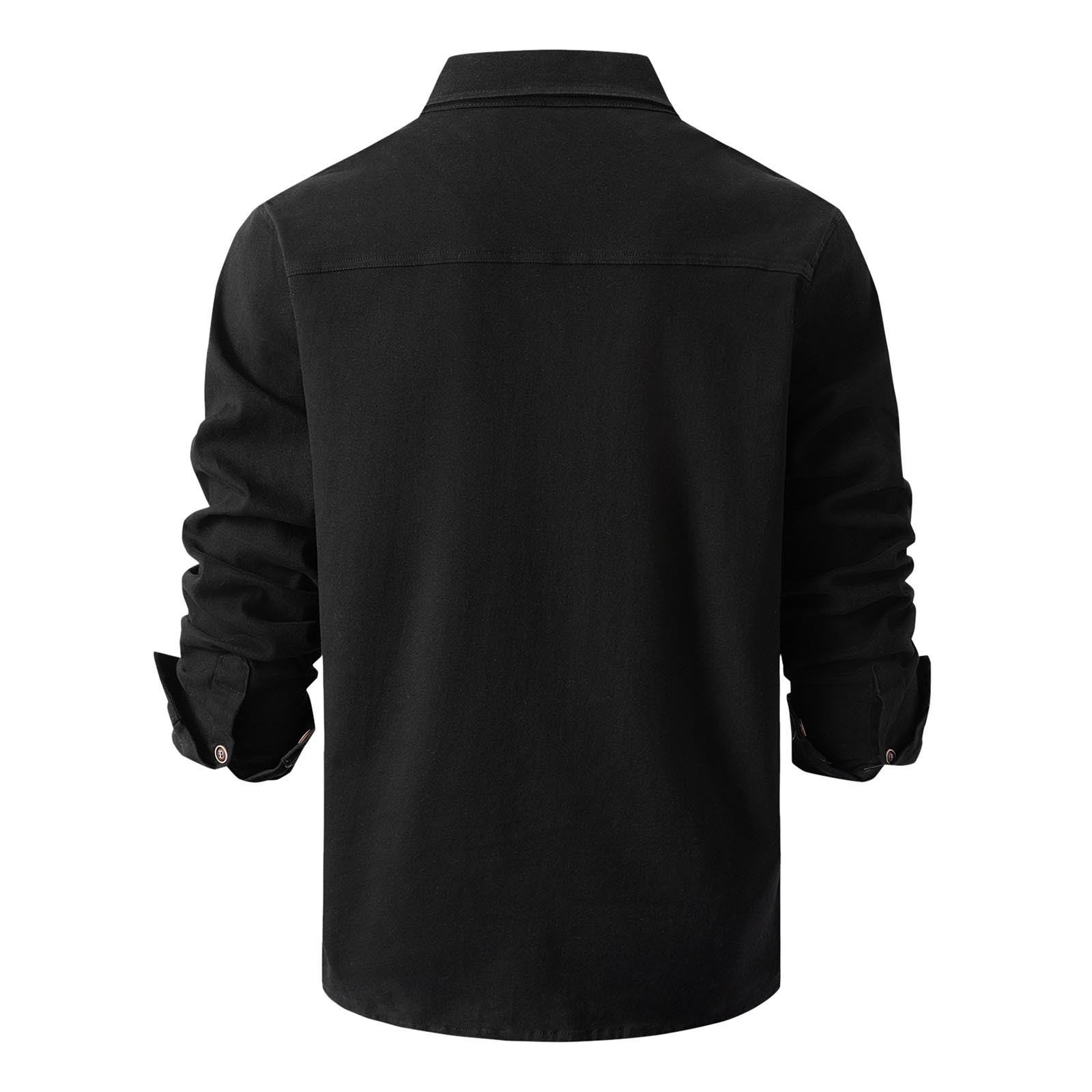 thumbnail image 5 of Chaqueta lavada de manga larga para hombre: camisa informal elástica de negocios, color patchwork, mezcla de poliéster, apta para todas las estaciones, 5 of 5